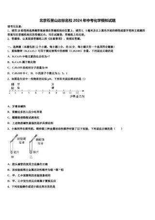 北京石景山达标名校2024年中考化学模拟试题含解析.doc