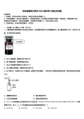 北京首都师大附中2024届中考二模化学试题含解析.doc