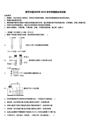 南平市重点中学2024年中考猜题化学试卷含解析.doc