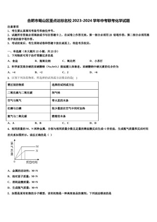 合肥市蜀山区重点达标名校2023-2024学年中考联考化学试题含解析.doc