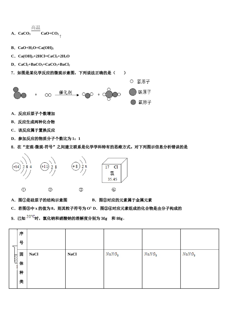 吉安市重点中学2023-2024学年中考化学模拟试题含解析.doc_第2页
