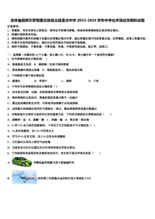 吉林省前郭尔罗斯蒙古族自治县重点中学2023-2024学年中考化学适应性模拟试题含解析.doc