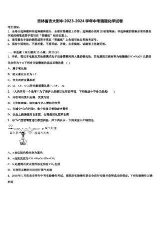 吉林省吉大附中2023-2024学年中考猜题化学试卷含解析.doc