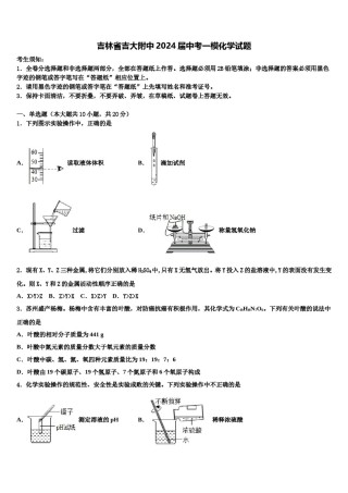 吉林省吉大附中2024届中考一模化学试题含解析.doc