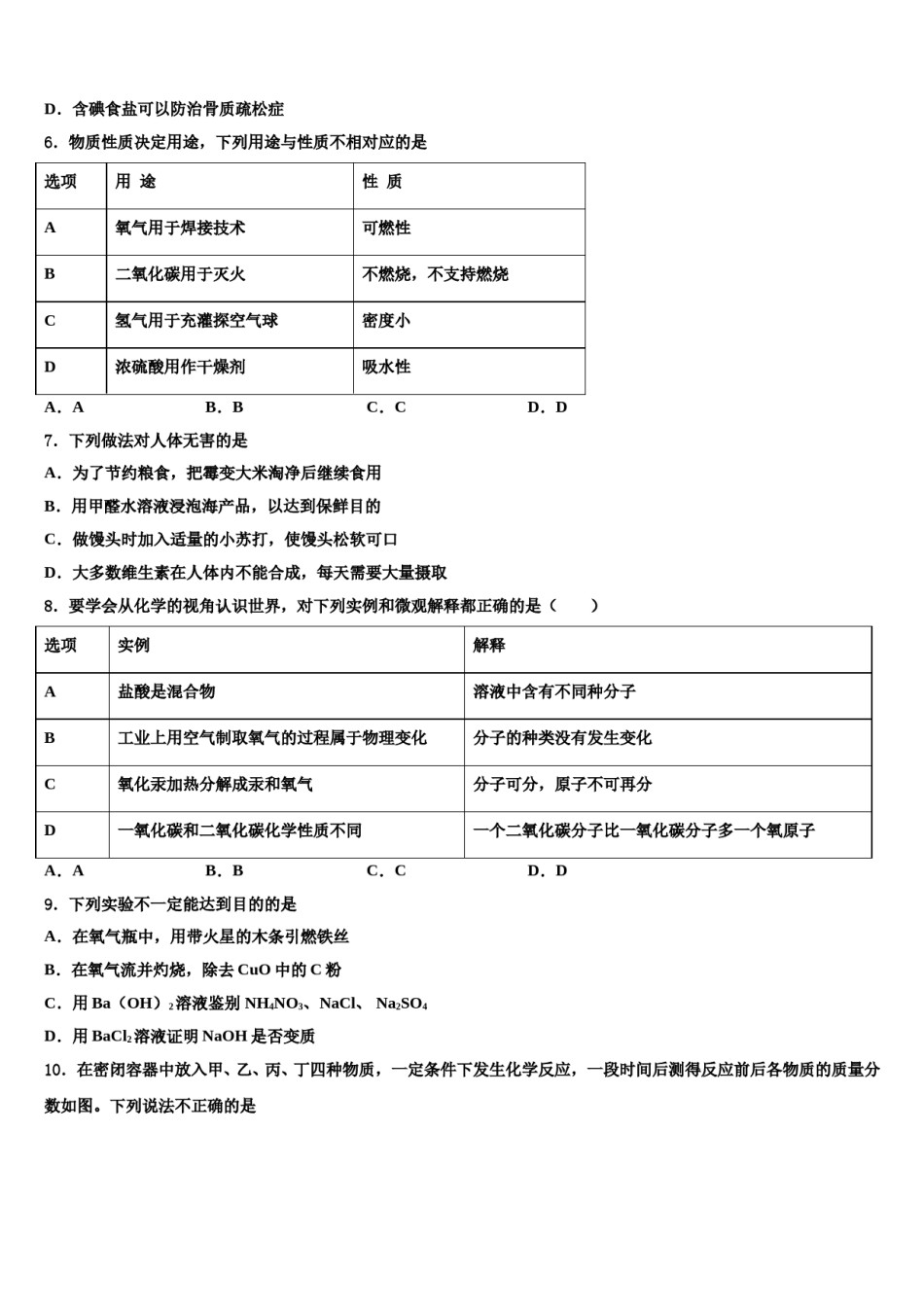 吉林省德惠市第二十九中学2024届中考化学押题试卷含解析.doc_第2页