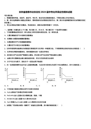 吉林省德惠市达标名校2024届中考化学适应性模拟试题含解析.doc