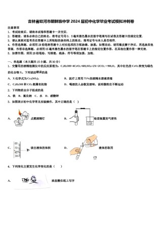 吉林省蛟河市朝鲜族中学2024届初中化学毕业考试模拟冲刺卷含解析.doc