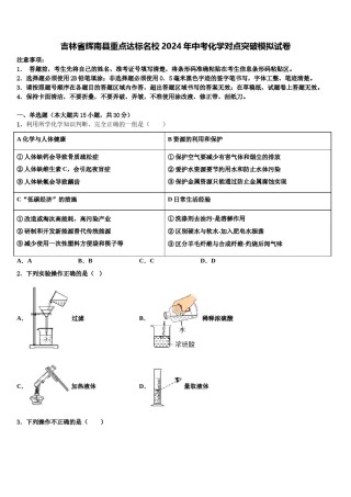吉林省辉南县重点达标名校2024年中考化学对点突破模拟试卷含解析.doc