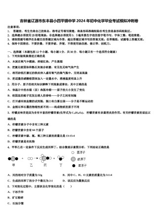 吉林省辽源市东丰县小四平镇中学2024年初中化学毕业考试模拟冲刺卷含解析.doc