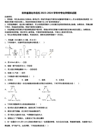 吉林省通化市名校2023-2024学年中考化学模拟试题含解析.doc