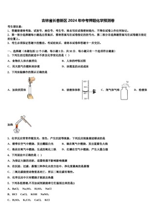 吉林省长春新区2024年中考押题化学预测卷含解析.doc
