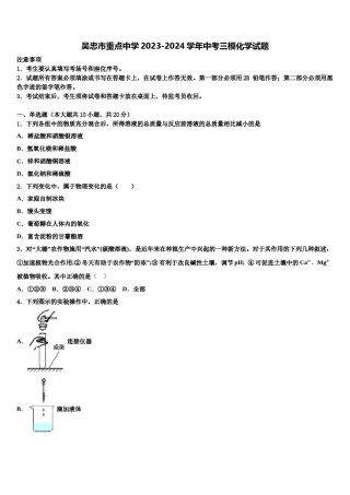 吴忠市重点中学2023-2024学年中考三模化学试题含解析.doc