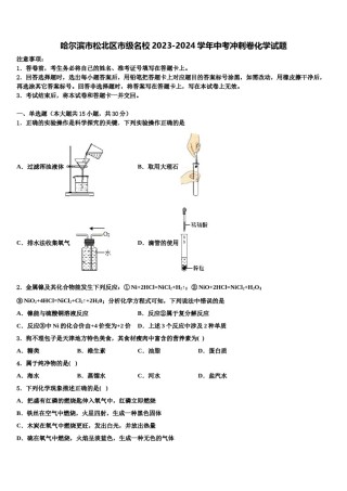 哈尔滨市松北区市级名校2023-2024学年中考冲刺卷化学试题含解析.doc