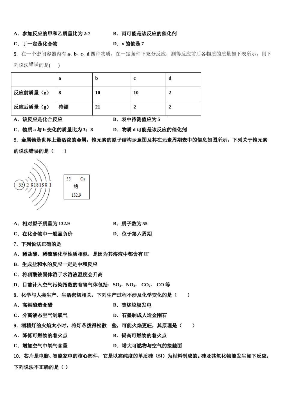 四川省乐山市五通桥区重点中学2023-2024学年中考化学适应性模拟试题含解析.doc_第2页