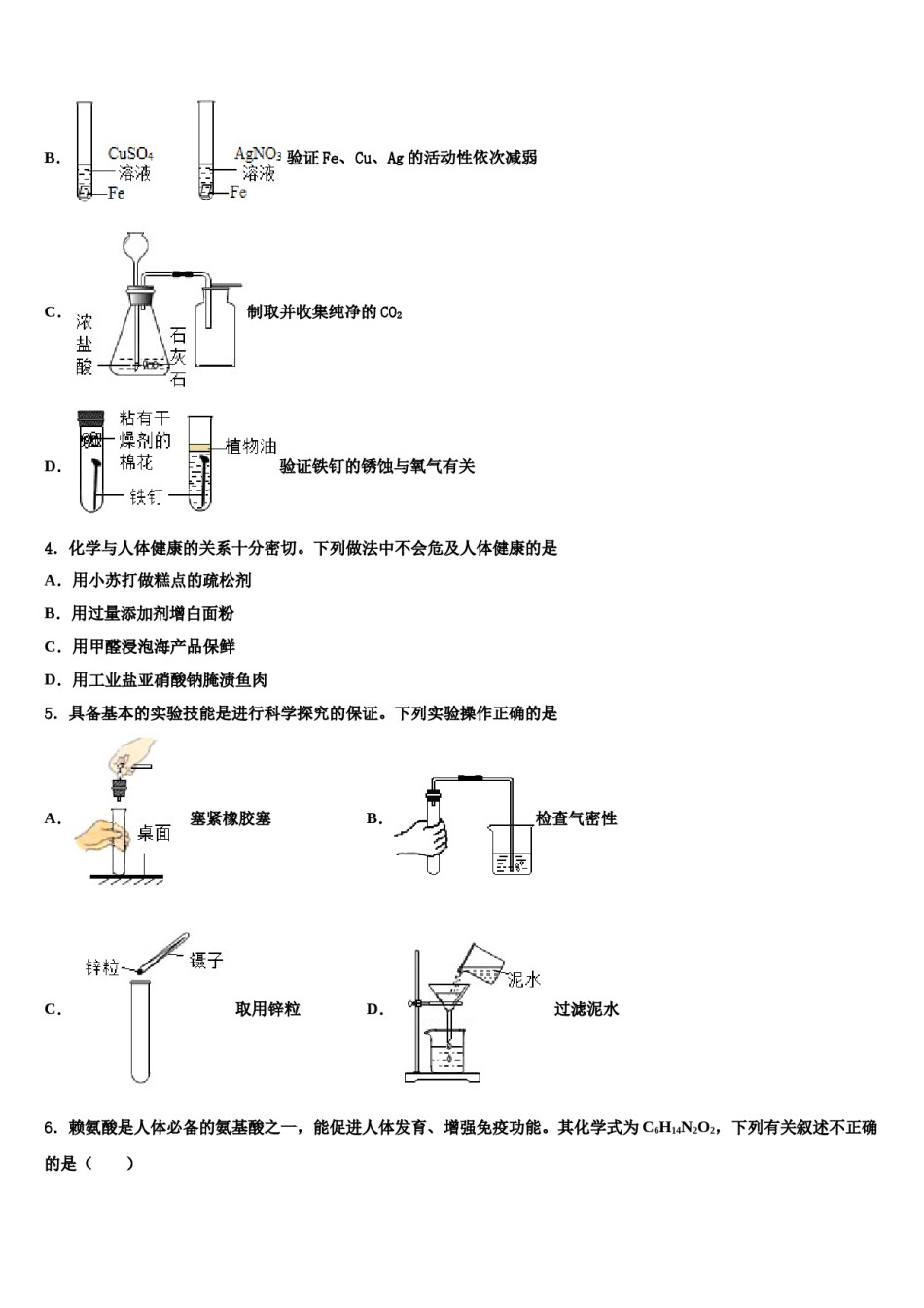四川省凉山彝族自治州宁南三峡白鹤滩校2024年中考联考化学试卷含解析.doc_第2页