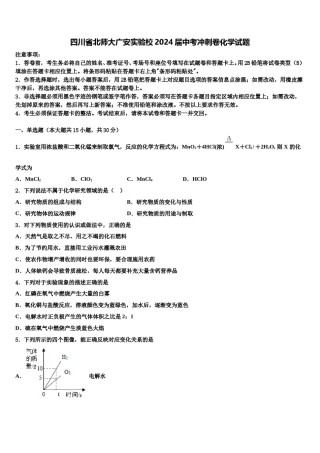 四川省北师大广安实验校2024届中考冲刺卷化学试题含解析.doc