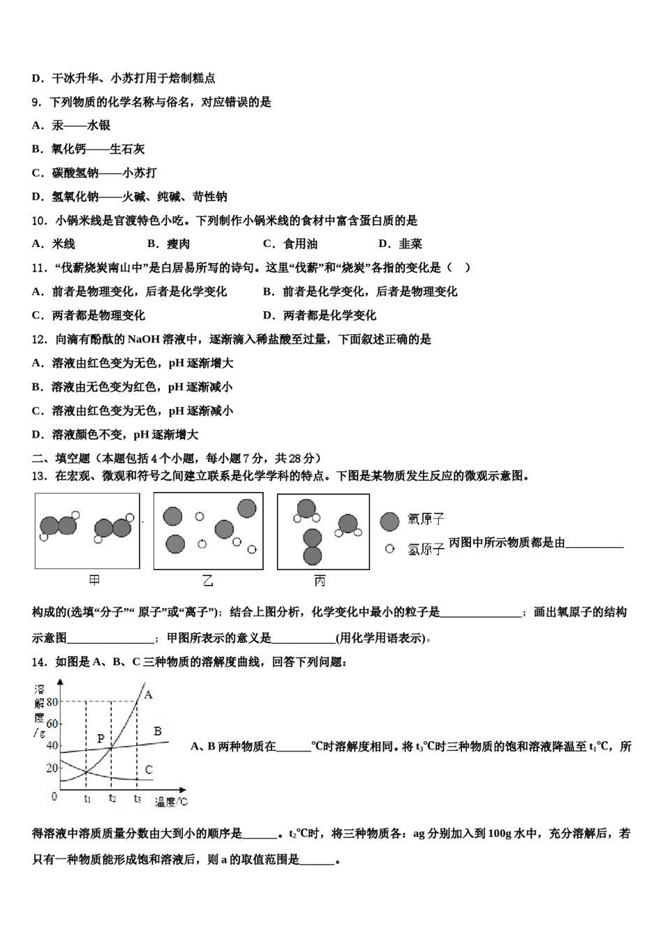 四川省南充市第九中学2024年中考化学最后冲刺浓缩精华卷含解析.doc_第3页