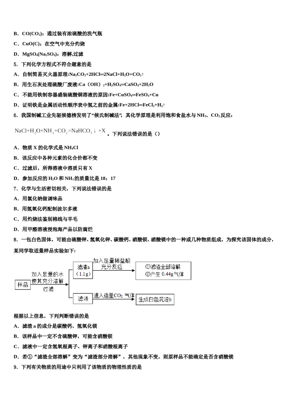 四川省南充市第五中学2024届中考化学全真模拟试卷含解析.doc_第2页
