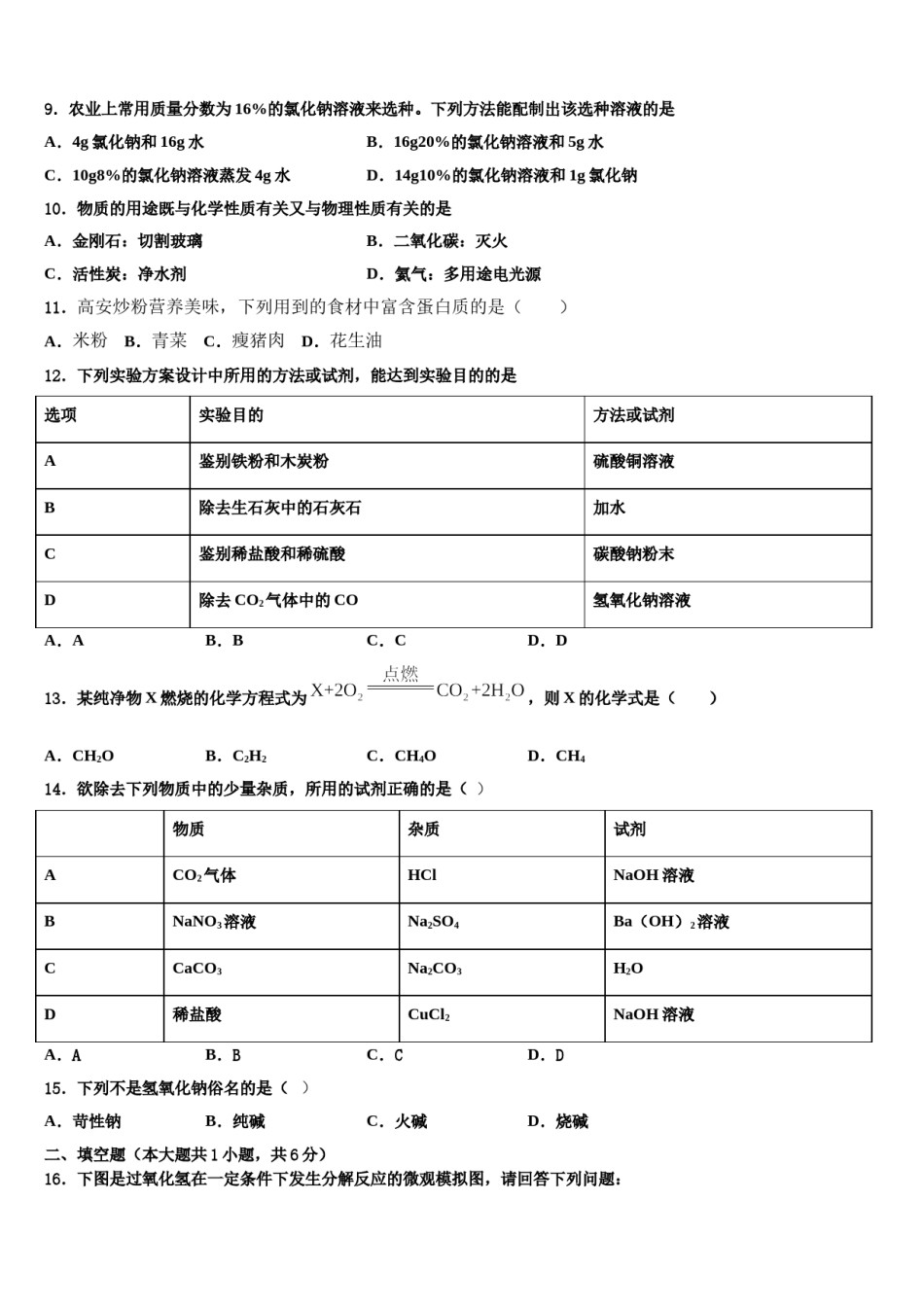 四川省南充市阆中学2023-2024学年中考化学模拟精编试卷含解析.doc_第3页