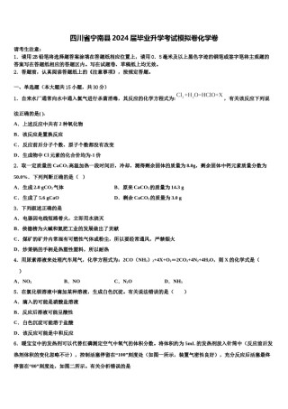 四川省宁南县2024届毕业升学考试模拟卷化学卷含解析.doc