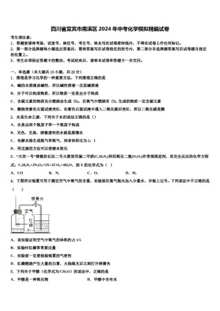 四川省宜宾市南溪区2024年中考化学模拟精编试卷含解析.doc