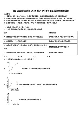 四川省宜宾市宜宾县2023-2024学年中考化学最后冲刺模拟试卷含解析.doc