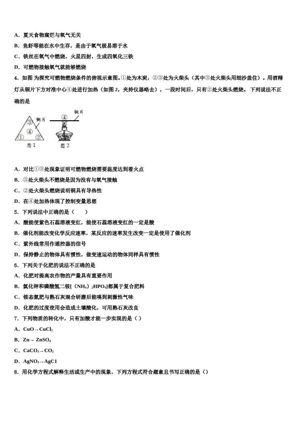 四川省巴中市南江县重点名校2023-2024学年中考化学考试模拟冲刺卷含解析.doc_第2页