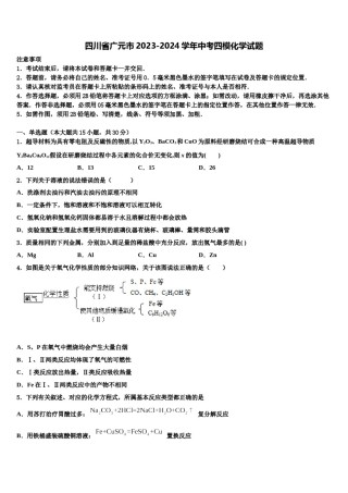 四川省广元市2023-2024学年中考四模化学试题含解析.doc