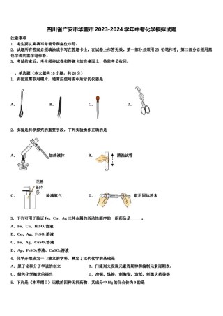 四川省广安市华蓥市2023-2024学年中考化学模拟试题含解析.doc