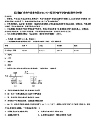 四川省广安市华蓥市市级名校2024届初中化学毕业考试模拟冲刺卷含解析.doc