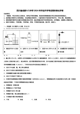 四川省成都十八中学2024年毕业升学考试模拟卷化学卷含解析.doc