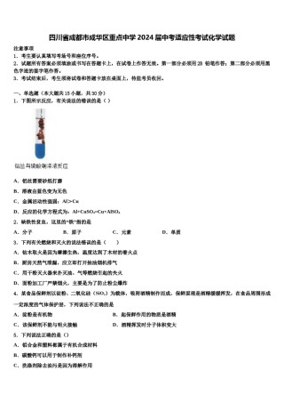 四川省成都市成华区重点中学2024届中考适应性考试化学试题含解析.doc