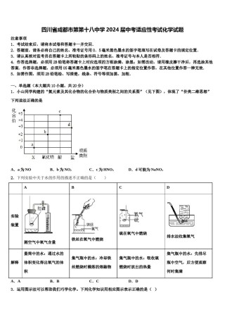 四川省成都市第第十八中学2024届中考适应性考试化学试题含解析.doc