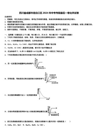 四川省成都市青白江区2024年中考考前最后一卷化学试卷含解析.doc