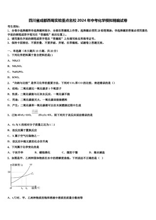 四川省成都西蜀实验重点名校2024年中考化学模拟精编试卷含解析.doc