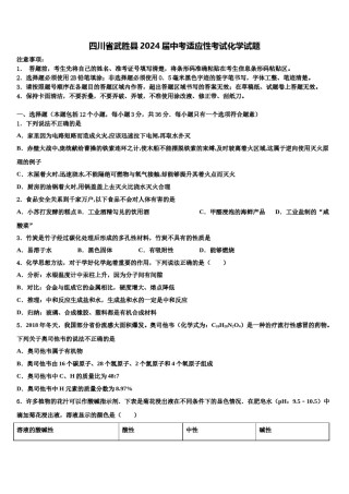 四川省武胜县2024届中考适应性考试化学试题含解析.doc