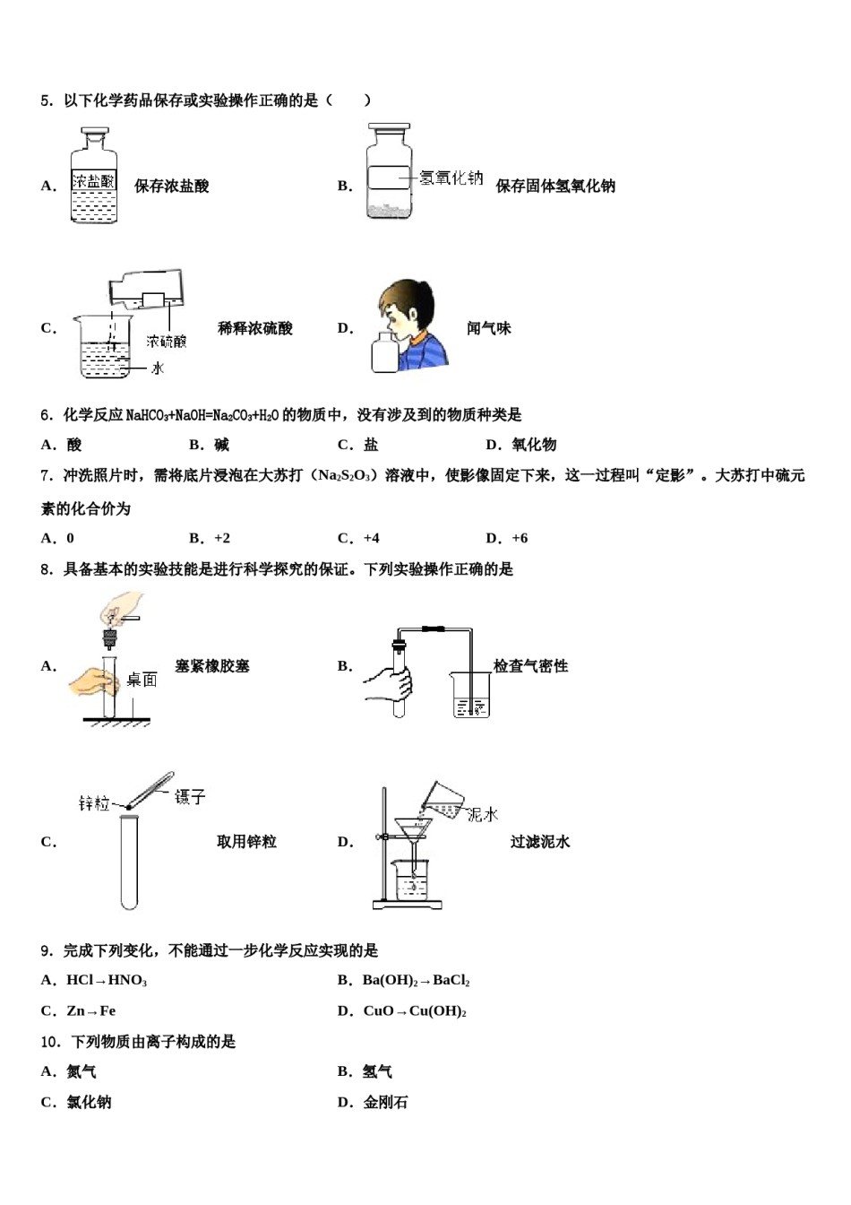 四川省渠县九校2024届中考化学最后冲刺模拟试卷含解析.doc_第2页