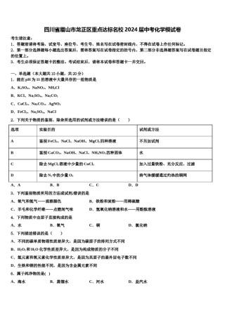 四川省眉山市龙正区重点达标名校2024届中考化学模试卷含解析.doc