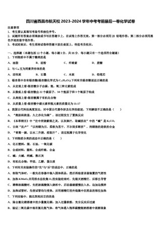四川省西昌市航天校2023-2024学年中考考前最后一卷化学试卷含解析.doc