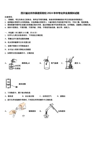 四川省达州市崇德实验校2024年中考化学全真模拟试题含解析.doc