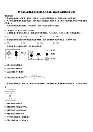 四川省达州铁中重点达标名校2024届中考冲刺卷化学试题含解析.doc