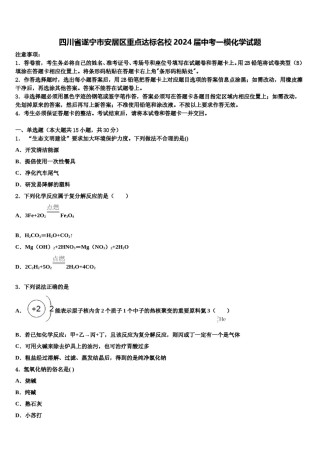 四川省遂宁市安居区重点达标名校2024届中考一模化学试题含解析.doc