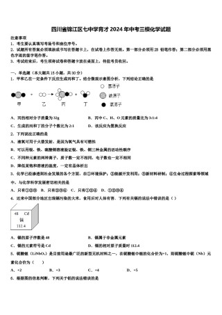 四川省锦江区七中学育才2024年中考三模化学试题含解析.doc