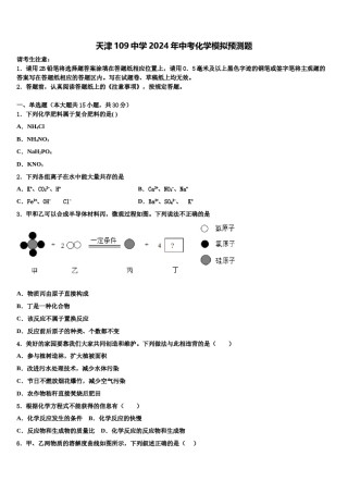 天津109中学2024年中考化学模拟预测题含解析.doc