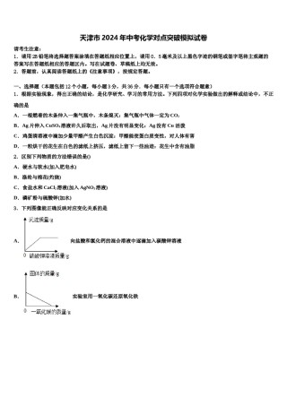 天津市2024年中考化学对点突破模拟试卷含解析.doc