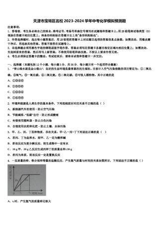 天津市宝坻区名校2023-2024学年中考化学模拟预测题含解析.doc