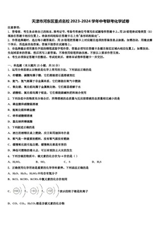 天津市河东区重点名校2023-2024学年中考联考化学试卷含解析.doc
