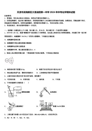 天津市滨海新区大港油田第一中学2024年中考化学模拟试题含解析.doc