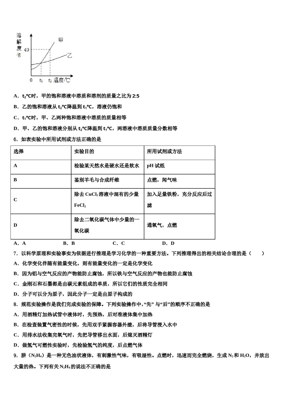 天津市滨海新区枫叶国际校2024年中考化学对点突破模拟试卷含解析.doc_第2页