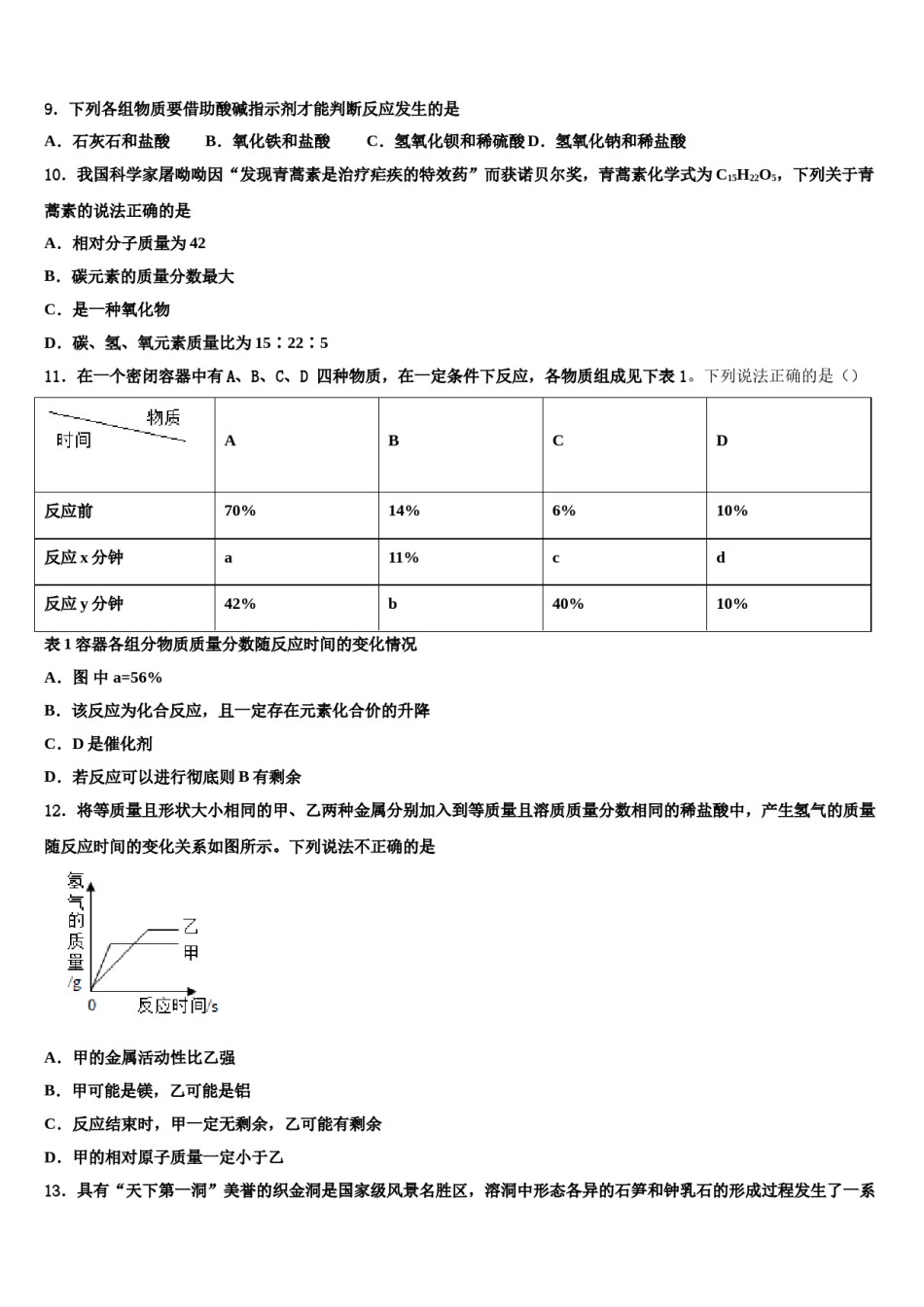 天津市滨海新区枫叶国际校2024年初中化学毕业考试模拟冲刺卷含解析.doc_第3页